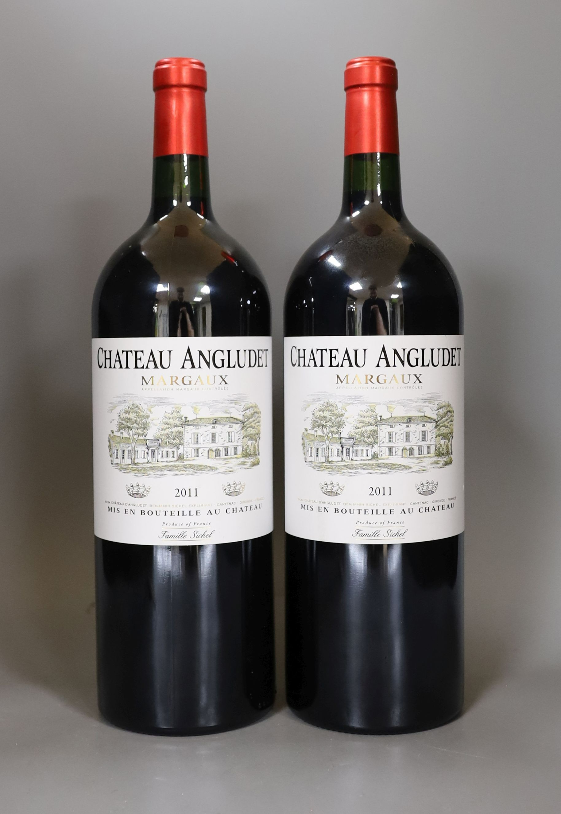 Two bottles of Chateau Angludet - Margaux 2011 150cl